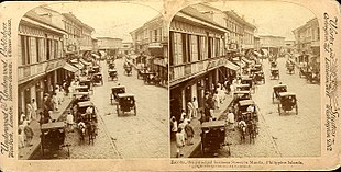 Escolta Street a Manila. Vista stereoscopica, 1899