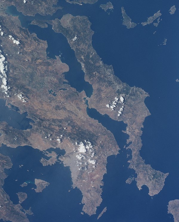 NASA picture of Central Greece with Euboea lying to the right