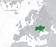 Location of Ukraine on the map of Europe