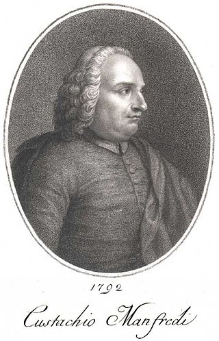 <span class="mw-page-title-main">Eustachio Manfredi</span> Italian mathematician, astronomer and poet (1674–1739)