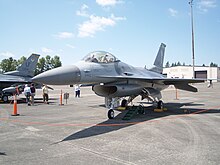 A F-16C of the Vermont Air National Guard on the hardstand at McChord AFB, Washington. F-16 Mrkoww.JPG