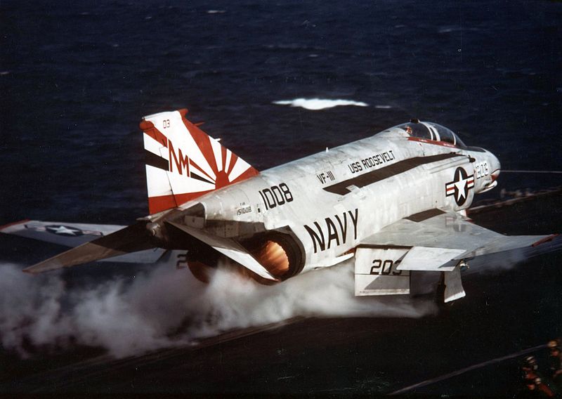 File:F-4N VF-111 launching from CV-42 1977.jpg