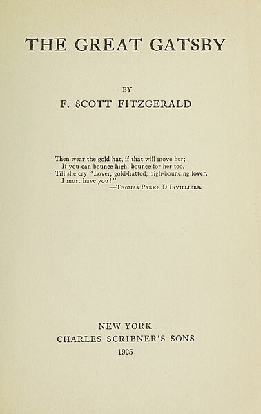 File:F. Scott Fitzgerald, The Great Gatsby, 1925, title page.jpg