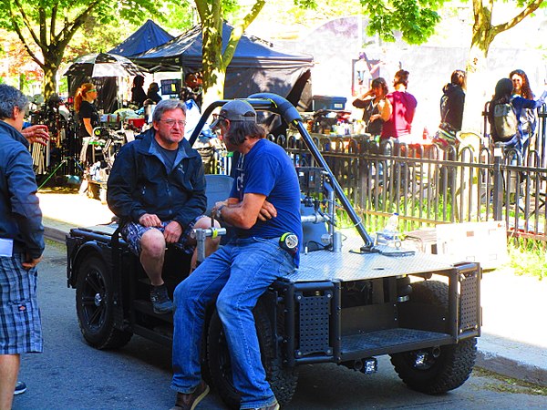 The crew used a special vehicle to carry cameras for car chases.