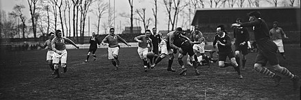 Wales playing France during the 1922 Five Nations Championship