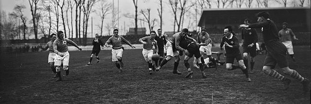 Wales playing France during the 1922 Five Nations Championship