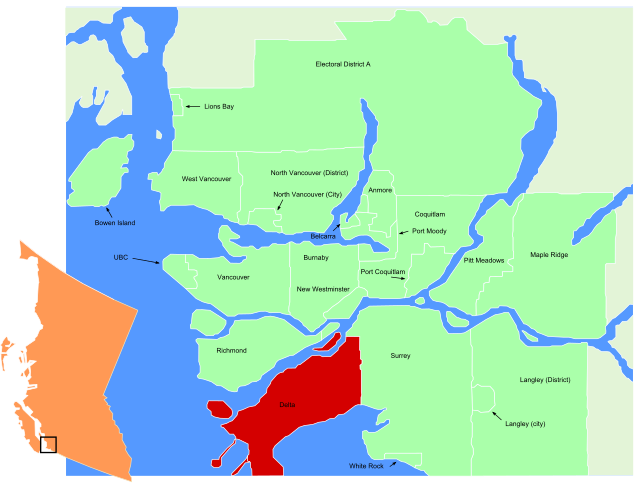 Lage in der Region Metro Vancouver