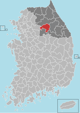 Kaart van Hoengseong-gun