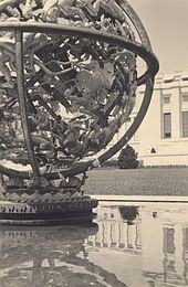 The Armillary sphere in Geneva Geneve - La sphere armillaire (1952).jpg