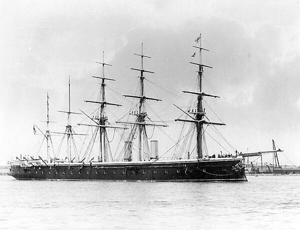 British ironclad HMS Minotaur as Channel Fleet flagship, c. 1875–1887