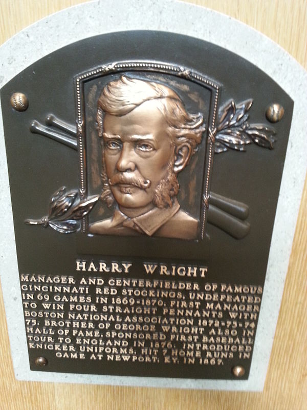 Plaque for Harry Wright, one of the first selections by the Veterans Committee, at the Hall of Fame