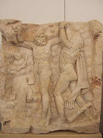 Heracles freeing Prometheus, relief from the Temple of Aphrodite at Aphrodisias