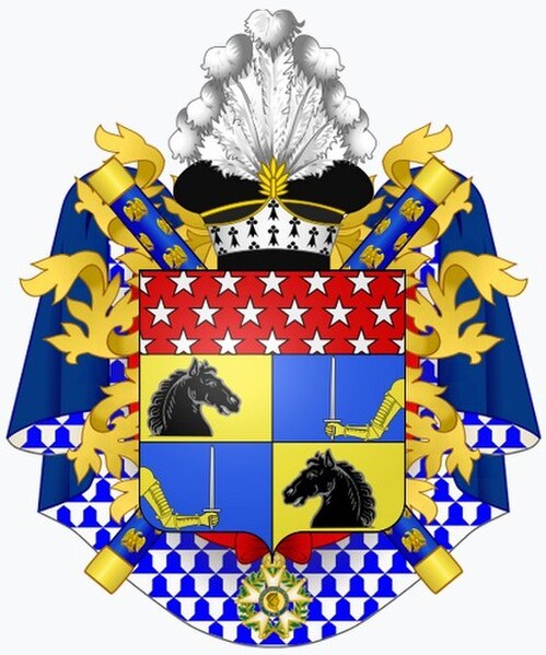 Heraldic achievement of Adolphe-Édouard-Casimir-Joseph Mortier, Duke of Treviso