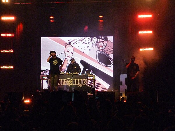 Hilltop Hoods performing at the One Movement Music Festival in October 2009, Inglewood, Western Australia.