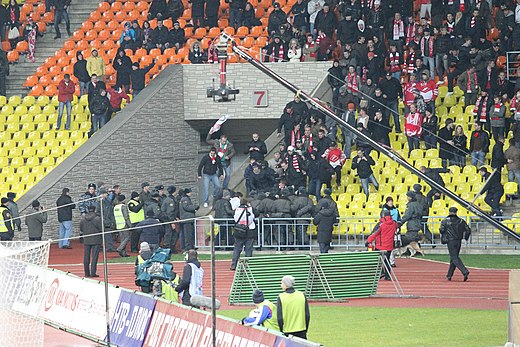 Hooligans bij een wedstrijd van Spartak Moskou