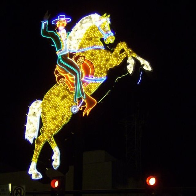 Horse and rider sign from the Hacienda, on display in downtown Las Vegas