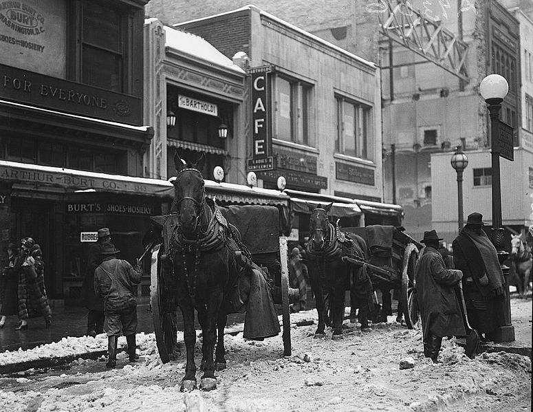 File:Horses with Wagons on Snow covered street 44746v.jpg