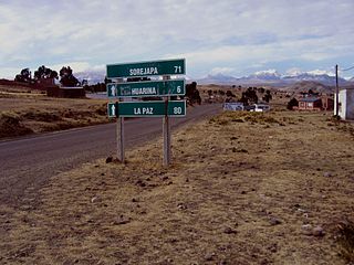 Huarina Town in La Paz Department, Bolivia