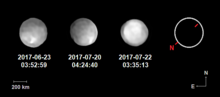 Immagini riprese nei mesi di giugno e luglio del 2017 attraverso lo strumento SPHERE montato sul Very Large Telescope che mostrano le variazioni nell'aspetto di Igea durante la rotazione