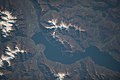 Lago Maggiore, Monte Tamaro region (middle of photo), a view of the mountains from ISS. Camogè-Támaro-Gruppe.