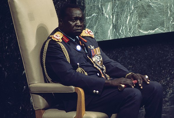 Idi Amin at the UN general assembly shortly before giving his speech