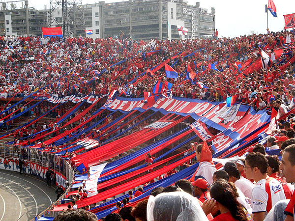 Barra brava supporters Rexixtenxia Norte at the Estadio Atanasio Girardot