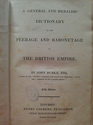 <span class="mw-page-title-main">Burke's Peerage</span> British genealogical publisher
