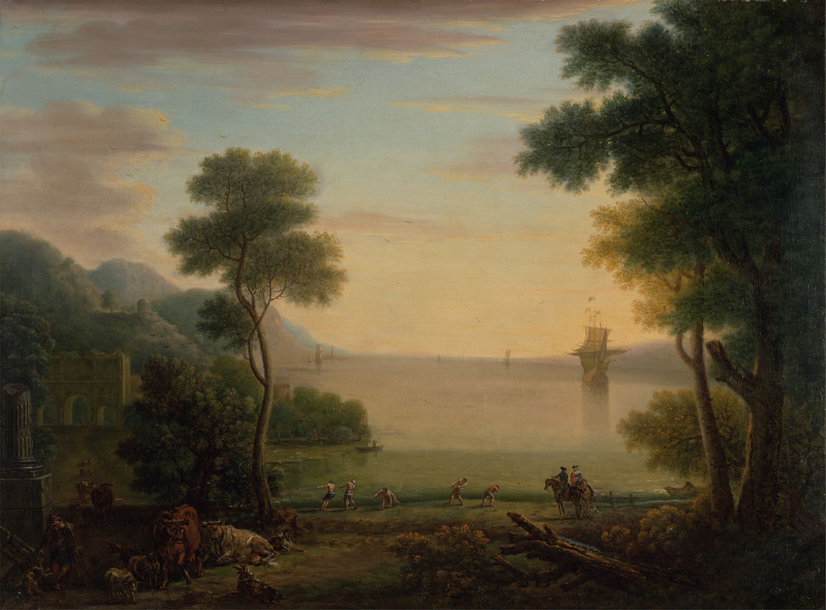 Landscape with Classical Figures on and beside a Lake Painting