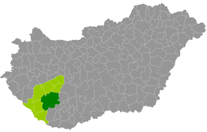 okres Kaposvár na mapě Maďarska