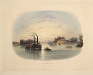 A view of the Ohio River, near Cave-In-Rock, Illinois in 1832, a year before James Ford was murdered at his slave plantation home across the river in Tolu, Kentucky, now Crittenden County