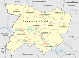 Läget för kommunen Hörsel i Landkreis Gotha