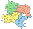 Map indicating the districts of Spodnja Avstrija
