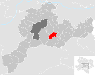 Lage der Gemeinde Kasten bei Böheimkirchen im Bezirk St. Pölten-Land (anklickbare Karte)