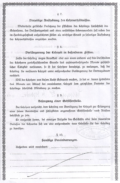 File:Kaufmännischer Lehrvertrag für Daniel Aeschlimann in der Rauchwarenhandlung H. Erich Schuster, Leipzig, Brühl; 1926 (3).jpg