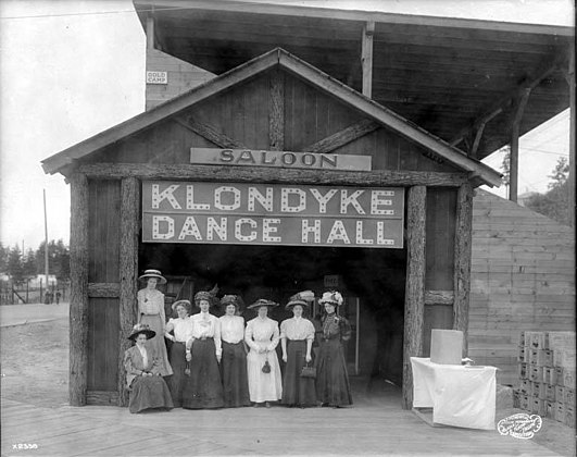 The Klondyke Dance Hall & Saloon in 1909 Seattle, Washington.