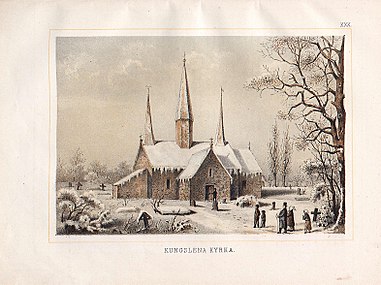 Kyrkan på färglitografi från 1874.