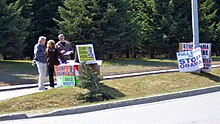 LaRouche supporters in Homer, Alaska, May 2012 Larouchetable.JPG