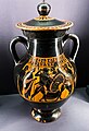 Late archaic Attic black figure belly-amphora - ABV extra - hoplites fighting and men - Dionysos between satyrs - Wien KHM AS IV 3597 - 02