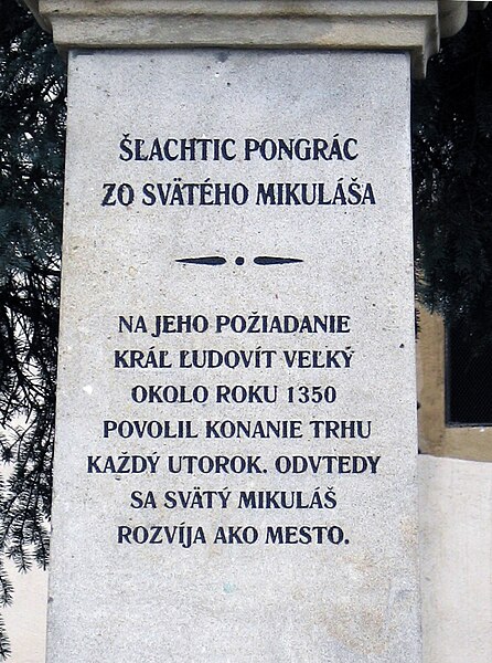 File:Liptovský Mikuláš tabuľa o Pongrácovi.jpg