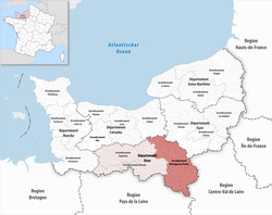 Mortagne-au-Perche arrondissementinin Normandiya'daki konumu