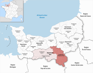 莫尔塔涅欧佩什区在诺曼底大区与奧恩省的位置