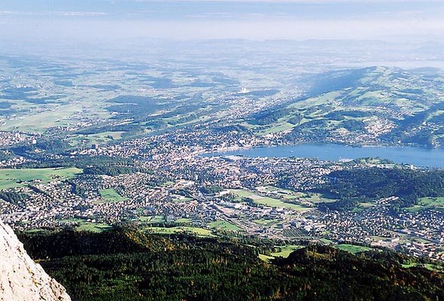 View from the Pilatus on the Swiss Plateau near Luzern