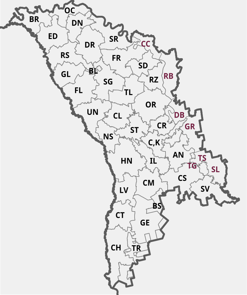 Карта молдавии с областями и городами