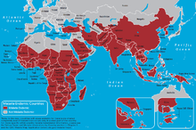 Currently malaria-endemic countries in the eastern hemisphere Malaria-endemic countries eastern hemisphere-CDC.png