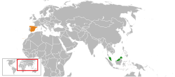 Karte mit Standorten in Malaysia und Spanien