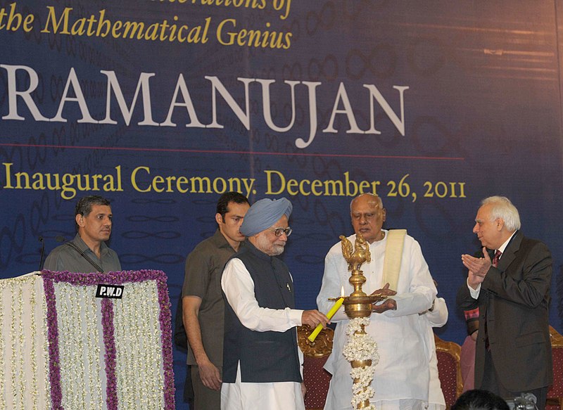 File:Manmohan Singh lighting the lamp to inaugurate the 125th Birth Anniversary celebrations of noted mathematician Shri Srinivas Ramanujan, in Chennai. The Governor of Tamil Nadu.jpg