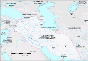 The Aq Qoyunlu confederation at its greatest extent. Map Aq Qoyunlu 1478-en.png