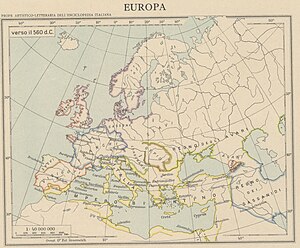 300px map europe around 560 ad   touring club italiano cart trc 50 01