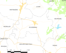 Mapa obce Roussennac