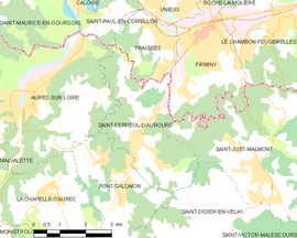 Mapa obce Saint-Ferréol-d’Auroure